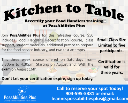 Kitchen to Table Recertify your Food Handlers training at PossAbilities Plus